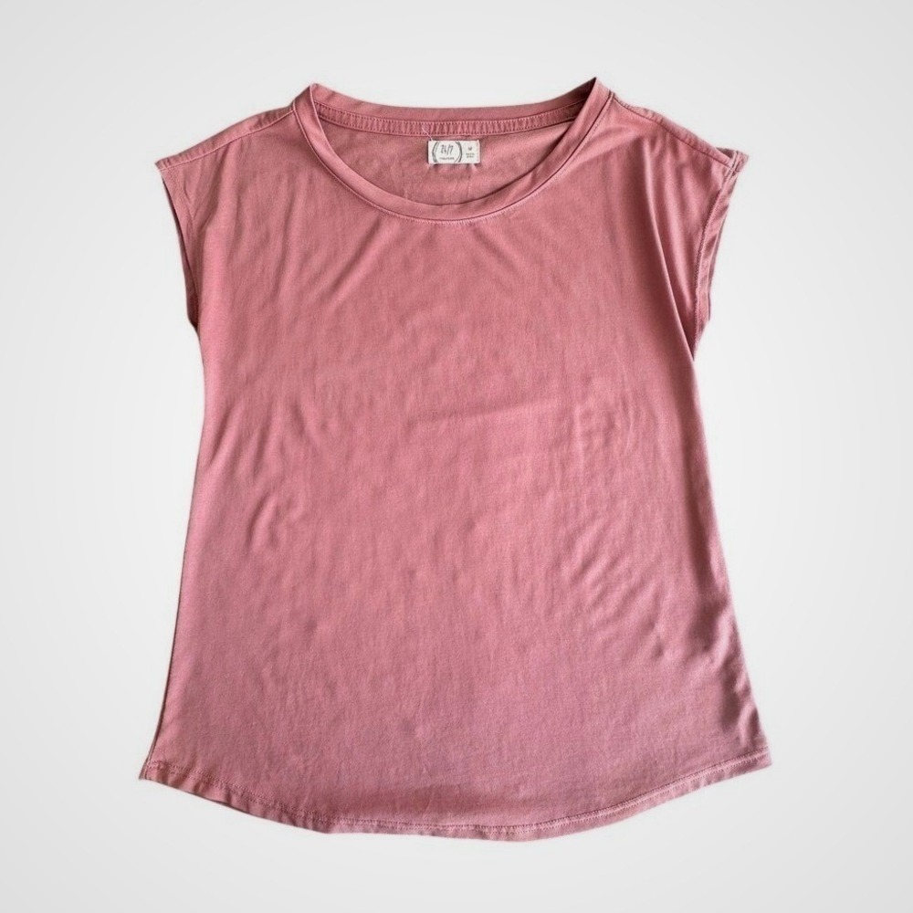 Maurices 24/7 Womens Dusty Rose Pink Crew Neck Short‎ Sleeve T-Shirt Size M